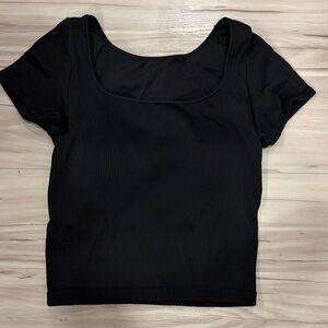 Uniqlo Black Square Neck Ribbed Bra Top